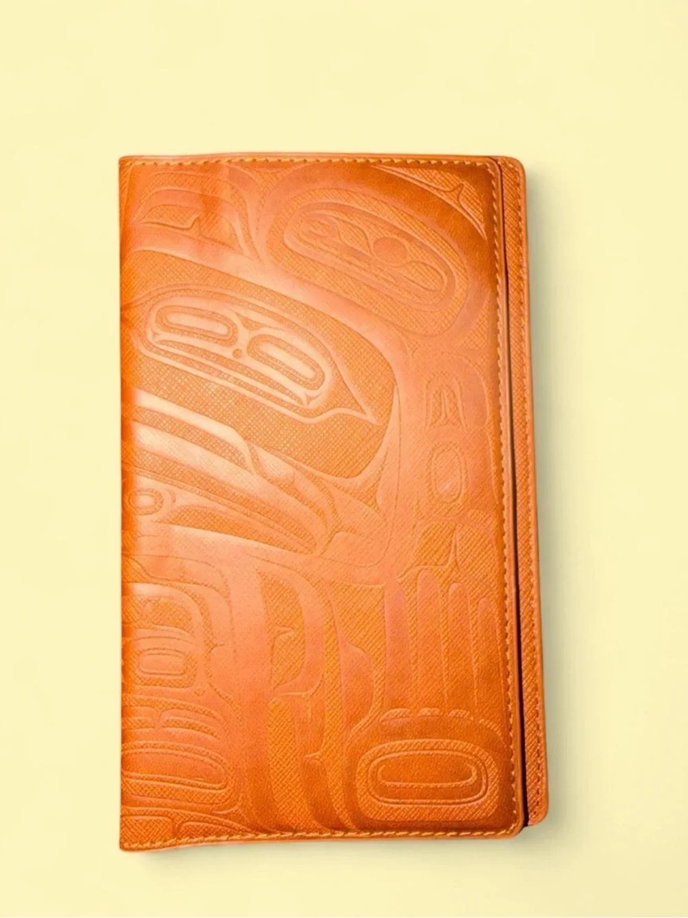 Embossed Leather Passport Holder Wallet - Tan